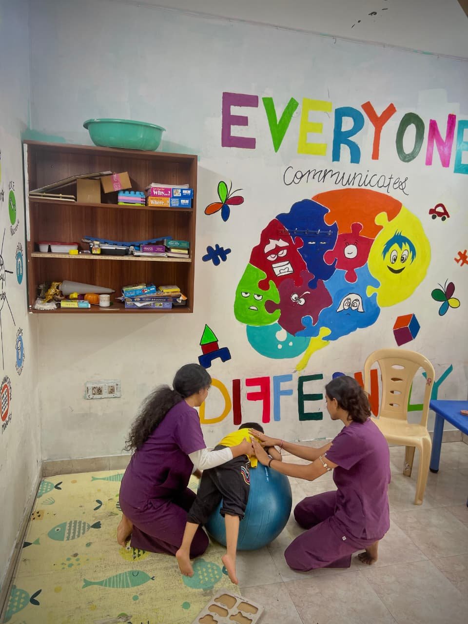 Physiotherapy session for a child